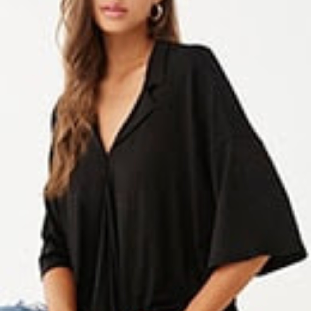 Surplice Notched-Collar Top